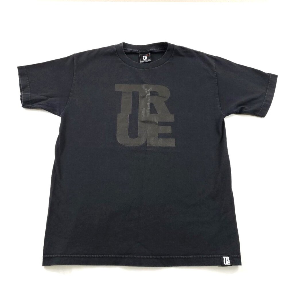 True men's t-shirt, black on black graphic design